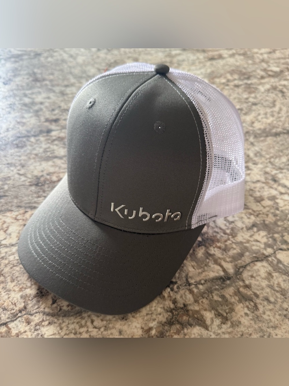Kubota Hat Cap Mens One Size Mesh Snapback Gray White Farm Ag Tractors NWT